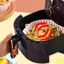 Load image into Gallery viewer, Silicone Air Fryer Baking Tray Pot Reusable Ultra Thin Round Home Kitchen Pizza Mat With Handles No-Stick Grill Accessories