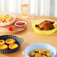 Load image into Gallery viewer, Silicone Air Fryer Baking Tray Pot Reusable Ultra Thin Round Home Kitchen Pizza Mat With Handles No-Stick Grill Accessories