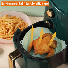 Load image into Gallery viewer, Silicone Air Fryer Baking Tray Pot Reusable Ultra Thin Round Home Kitchen Pizza Mat With Handles No-Stick Grill Accessories