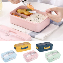 Load image into Gallery viewer, Microwave Lunch Box Wheat Straw Compartment Bento Box Food Storage Container Portable Food Box with Cultery