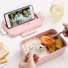 Load image into Gallery viewer, Microwave Lunch Box Wheat Straw Compartment Bento Box Food Storage Container Portable Food Box with Cultery
