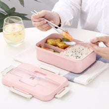 Load image into Gallery viewer, Microwave Lunch Box Wheat Straw Compartment Bento Box Food Storage Container Portable Food Box with Cultery