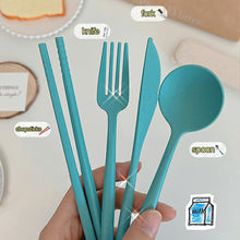 Load image into Gallery viewer, 4PCS/Set Wheat Straw Spoon Fork Chopsticks With Box Students Tableware Travel Portable Dinnerware Kitchen Accessories