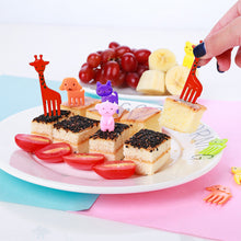 Load image into Gallery viewer, 10Pcs Mini Forks Animal Food Picks for Kids Cute Fruit Fork Bento Box Decor Reusable Cartoon Children Snack Cake Dessert Lunch