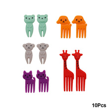 Load image into Gallery viewer, 10Pcs Mini Forks Animal Food Picks for Kids Cute Fruit Fork Bento Box Decor Reusable Cartoon Children Snack Cake Dessert Lunch
