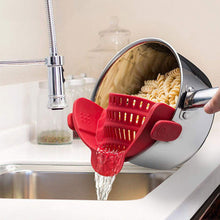 Load image into Gallery viewer, Kitchen Strainer Clip Pan Drain Rack Food Grade Silicone Funnel Heat Resistant Pot Drain Pan Strainer Kitchen Gadgets