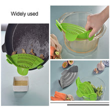 Load image into Gallery viewer, Kitchen Strainer Clip Pan Drain Rack Food Grade Silicone Funnel Heat Resistant Pot Drain Pan Strainer Kitchen Gadgets