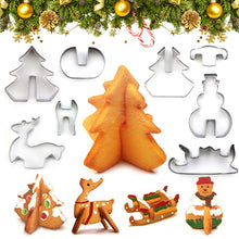 Load image into Gallery viewer, 8 Pcs/Set 3D Mini Christmas Cookie Cutter Stainless Steel Biscuit Mold Handmade Snowman Xmas Tree Mould Fondant Cutter Baking Decoration Tool