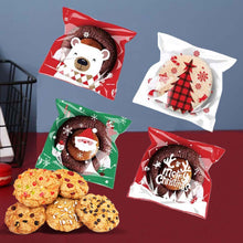 Load image into Gallery viewer, 100pcs Christmas Candy Cookie Gift Bags Plastic Self-adhesive Biscuits Snack Packaging Bags Xmas Party Decoration Favors