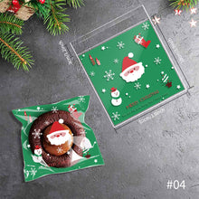Load image into Gallery viewer, 100pcs Christmas Candy Cookie Gift Bags Plastic Self-adhesive Biscuits Snack Packaging Bags Xmas Party Decoration Favors