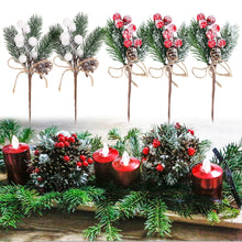 Load image into Gallery viewer, 5Pcs Fake Snow Frost Pine Branch Cone Berry Holly DIY Xmas Tree party Ornament Home Christmas Decoration Supplies Gift Supplies