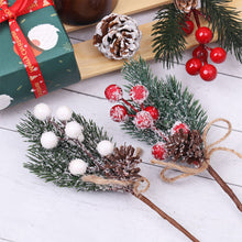 Load image into Gallery viewer, 5Pcs Fake Snow Frost Pine Branch Cone Berry Holly DIY Xmas Tree party Ornament Home Christmas Decoration Supplies Gift Supplies