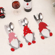 Load image into Gallery viewer, Christmas Wood Gnome Cutlery Pouch Bags Knife Fork Silverware Holder Bag Christmas Tableware Utensil Holder New Year Table Decor
