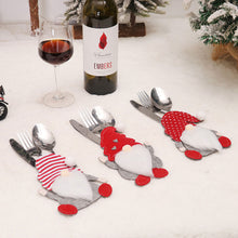 Load image into Gallery viewer, Christmas Wood Gnome Cutlery Pouch Bags Knife Fork Silverware Holder Bag Christmas Tableware Utensil Holder New Year Table Decor