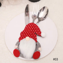 Load image into Gallery viewer, Christmas Wood Gnome Cutlery Pouch Bags Knife Fork Silverware Holder Bag Christmas Tableware Utensil Holder New Year Table Decor
