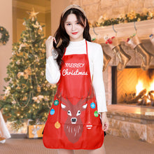 Load image into Gallery viewer, Christmas Apron Halloween Decoration Santa Claus Red Apron Kitchen Apron Home Cooking Baking Waist Bib