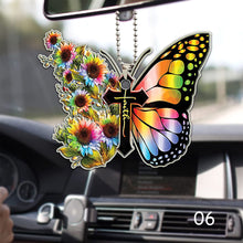 Load image into Gallery viewer, Butterfly Cross Car View Mirror Hanging Pendant Auto Home Decor Vehicle Ornament Mini Car Accessory Interior Hanging For Girls