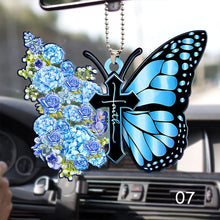 Load image into Gallery viewer, Butterfly Cross Car View Mirror Hanging Pendant Auto Home Decor Vehicle Ornament Mini Car Accessory Interior Hanging For Girls