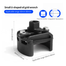 Load image into Gallery viewer, Universal 60-80mm Filter Adjustable Two-Jaws Oil Filter Wrench Filter Wrenches Remover Steel Fuel Cast Oil Cap Off Puller Tool