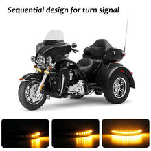 Load image into Gallery viewer, 2Pcs 12V Universal LED Motorcycle Turn Signal Light & DRL Amber White Moto Flasher Ring Fork Strip Lamp Flowing Flashing Blinker