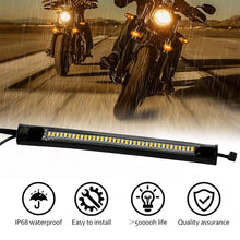Load image into Gallery viewer, 2Pcs 12V Universal LED Motorcycle Turn Signal Light & DRL Amber White Moto Flasher Ring Fork Strip Lamp Flowing Flashing Blinker