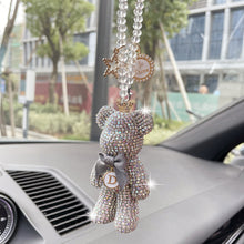 Load image into Gallery viewer, Cartoon Gloomy Bear Car Accessories Crystal Diamond Bear Car Pendant Rearview Mirror Hanging Ornaments Car Interior Decoration