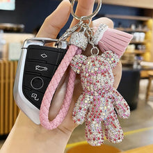 Load image into Gallery viewer, Rhinestone Cute Bear Key Chain Tassels Keychain Anti-lost Pendant Holiday Car Key Ring Chain Holder Keyfob Jewelry For Girls Gift
