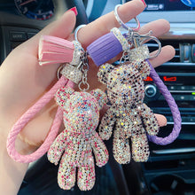 Load image into Gallery viewer, Rhinestone Cute Bear Key Chain Tassels Keychain Anti-lost Pendant Holiday Car Key Ring Chain Holder Keyfob Jewelry For Girls Gift