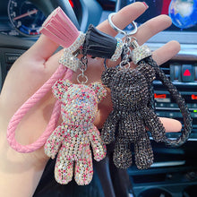 Load image into Gallery viewer, Rhinestone Cute Bear Key Chain Tassels Keychain Anti-lost Pendant Holiday Car Key Ring Chain Holder Keyfob Jewelry For Girls Gift