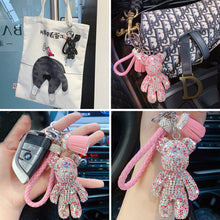 Load image into Gallery viewer, Rhinestone Cute Bear Key Chain Tassels Keychain Anti-lost Pendant Holiday Car Key Ring Chain Holder Keyfob Jewelry For Girls Gift