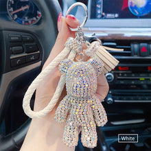 Load image into Gallery viewer, Rhinestone Cute Bear Key Chain Tassels Keychain Anti-lost Pendant Holiday Car Key Ring Chain Holder Keyfob Jewelry For Girls Gift