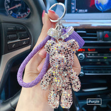 Load image into Gallery viewer, Rhinestone Cute Bear Key Chain Tassels Keychain Anti-lost Pendant Holiday Car Key Ring Chain Holder Keyfob Jewelry For Girls Gift