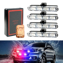 Load image into Gallery viewer, 4Pc 16LED Grill Car Strobe Police Light Strobe Emergency Remote Wireless Control Flash Signal Fireman Beacon Warning Strobe Lamp