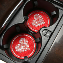 Load image into Gallery viewer, 2Pcs Car Cup Coasters Sparkly Rhinestone Heart Bling Car Coasters for Cup Holders Insert Interior Accessories