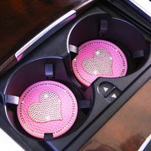 Load image into Gallery viewer, 2Pcs Car Cup Coasters Sparkly Rhinestone Heart Bling Car Coasters for Cup Holders Insert Interior Accessories