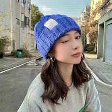 Load image into Gallery viewer, Retro Versatile Woolen Hat Thickened Warm Twist Knit Hat Ear-protection Woolen Hat Solid Color Knit Hat for Men Women