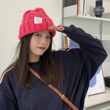 Load image into Gallery viewer, Retro Versatile Woolen Hat Thickened Warm Twist Knit Hat Ear-protection Woolen Hat Solid Color Knit Hat for Men Women