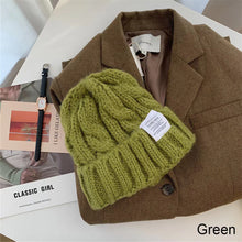 Load image into Gallery viewer, Retro Versatile Woolen Hat Thickened Warm Twist Knit Hat Ear-protection Woolen Hat Solid Color Knit Hat for Men Women