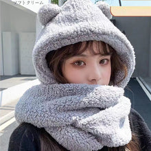 Load image into Gallery viewer, Bear Hat Scarf Gloves 3 in 1 Double Thickened Multi-functional Ear Protective Plush Warm Hat Winter Outdoor Plush Hat