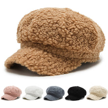 Load image into Gallery viewer, Women Lamb Wool Baseball Cap Fashion Versatile Octagonal Cap Casual Thermal Lamb Wool Cap for Autumn and Winter
