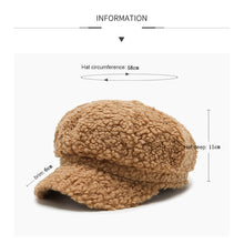 Load image into Gallery viewer, Women Lamb Wool Baseball Cap Fashion Versatile Octagonal Cap Casual Thermal Lamb Wool Cap for Autumn and Winter
