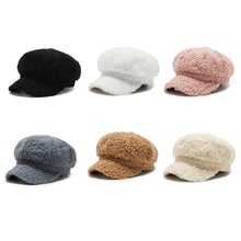 Load image into Gallery viewer, Women Lamb Wool Baseball Cap Fashion Versatile Octagonal Cap Casual Thermal Lamb Wool Cap for Autumn and Winter