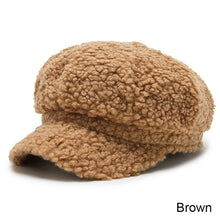 Load image into Gallery viewer, Women Lamb Wool Baseball Cap Fashion Versatile Octagonal Cap Casual Thermal Lamb Wool Cap for Autumn and Winter