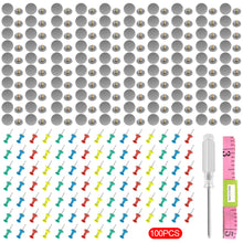 Load image into Gallery viewer, 100Pcs Car Interior Ceiling Cloth Fixing Screws For Car Roof Fixed Buckle Snap 100pcs Rivets Retainer & 1pc Flexible Rule & 1 Screwdriver Automotive Headliner Repair Button Screwdriver