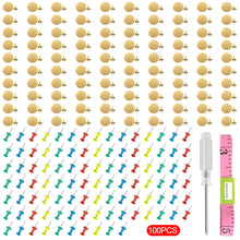 Load image into Gallery viewer, 100Pcs Car Interior Ceiling Cloth Fixing Screws For Car Roof Fixed Buckle Snap 100pcs Rivets Retainer & 1pc Flexible Rule & 1 Screwdriver Automotive Headliner Repair Button Screwdriver