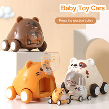 Load image into Gallery viewer, Montessori Catapulta Car Birthday Gift Slingshot Cartoon Tiger Cute Baby Inertial Ejection Toy Car Interactive Kids Creative