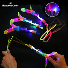 Load image into Gallery viewer, Outdoor Shining Rocket Flash LED Light Slingshot Elastic Helicopter Rotating Outdoor Flying Toy Arrow Party Gift Childrens Favor