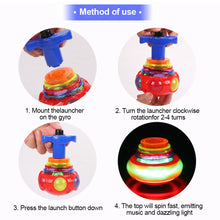 Load image into Gallery viewer, Music Gyro Peg-Top Spinning Top Brinquedo Funny Kids Toy Classic UFO Gyroscope Laser Color Flash LED Light Christmas New Year's Gift