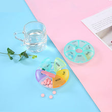 Load image into Gallery viewer, Round Pill Case Plastic 7 Days Weekly Tablet Candy Box Portable Storage Tablet Holder Travel Pill Container Colorful Pill Box