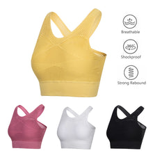 Load image into Gallery viewer, Hollow Out Padded Sports Bra Top Women Seamless Breathable Mesh Workout Gym Bras Backless Push Up Fitness Yoga Bras